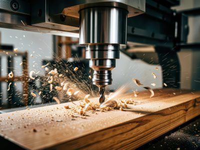 CNC Machine Carving Intricate Design Into Wooden Plank